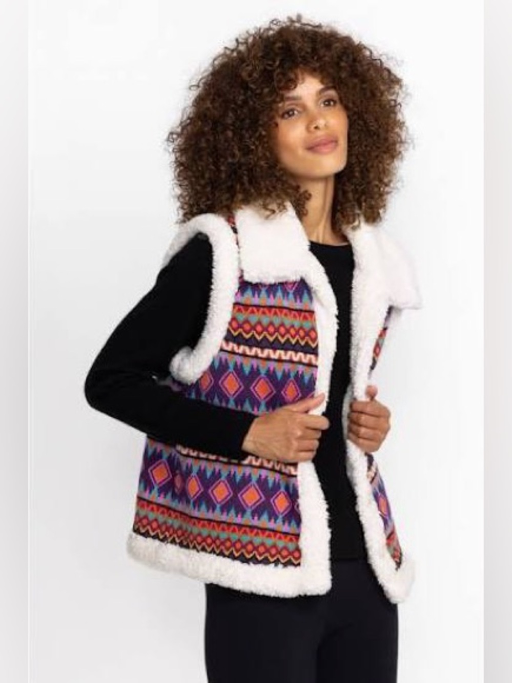 Johnny Was 100% Alpaca Yuya Sherpa Reversible Vest L